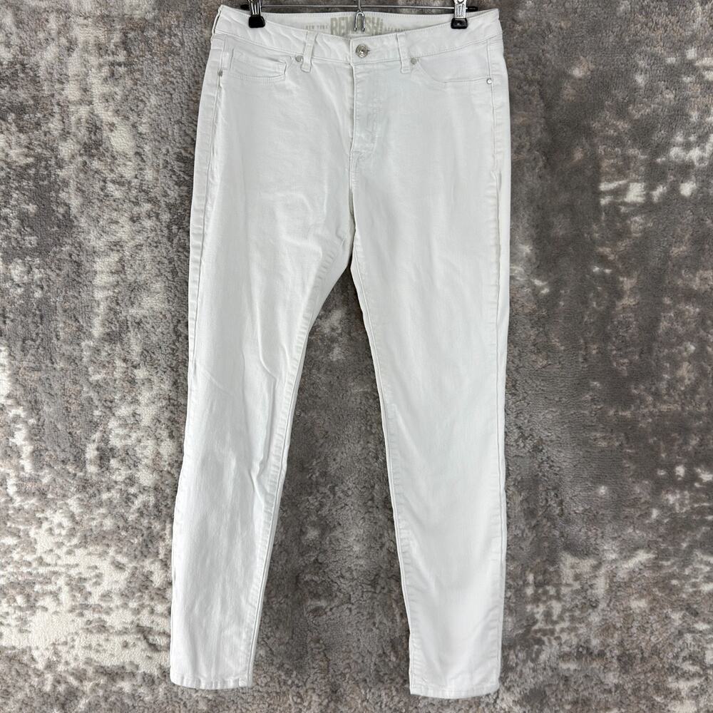 Rewash Size 11/30 Minimalist Denim Jean Pants White Button Zip Stretch